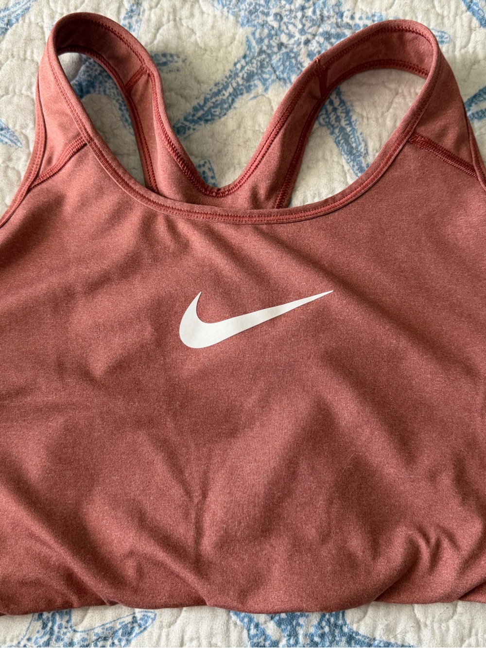 Nike Coral Pink Dri-FIT Sports Bra with White Swoosh